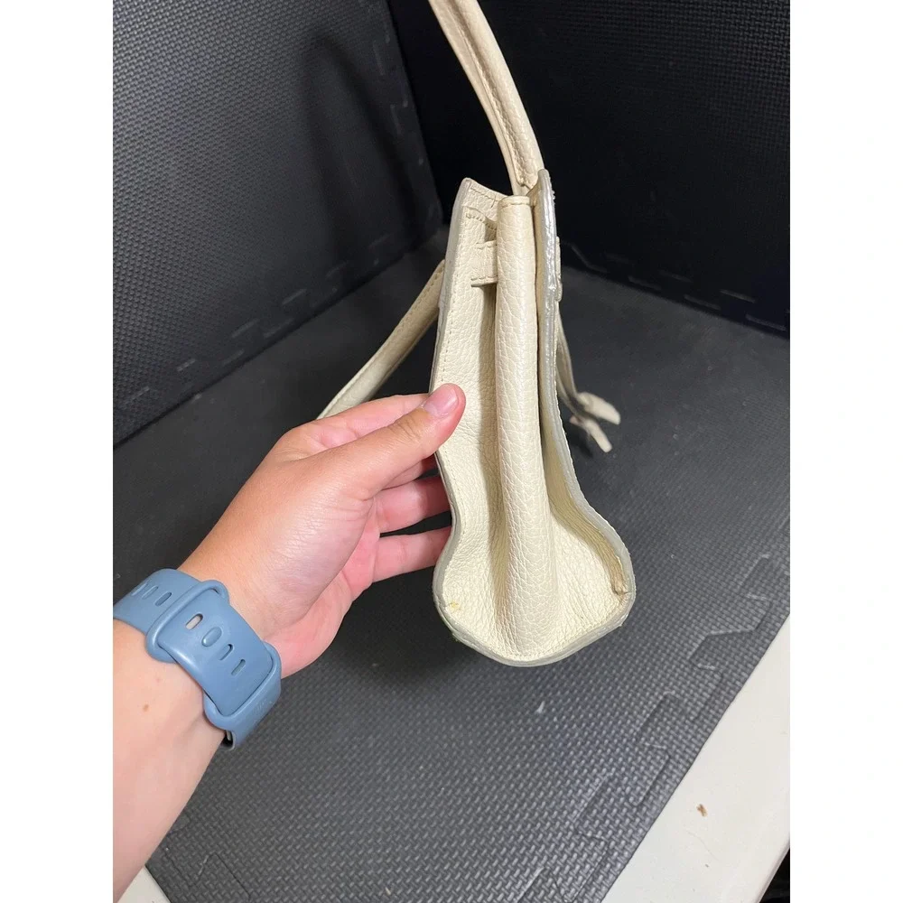 DOONEY & BOURKE East West Tassel OFF WHITE IVORY Pebble Leather Tote Satchel Bag